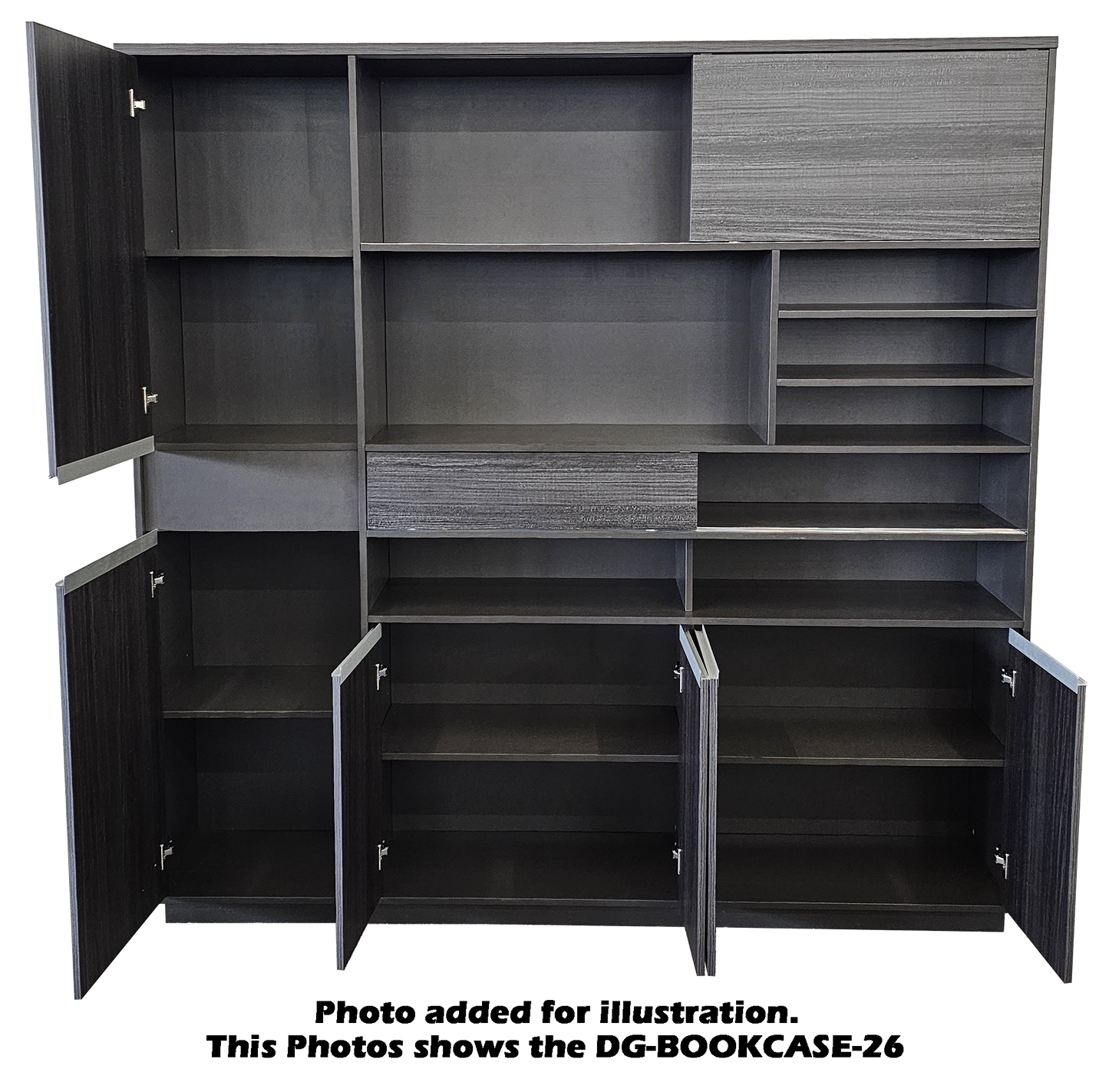 Modern Grey Oak Executive Bookcase - 2000mm - DG-BOOKCASE-04
