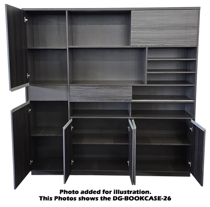 Modern Grey Oak Executive Bookcase - 2000mm - DG-BOOKCASE-04