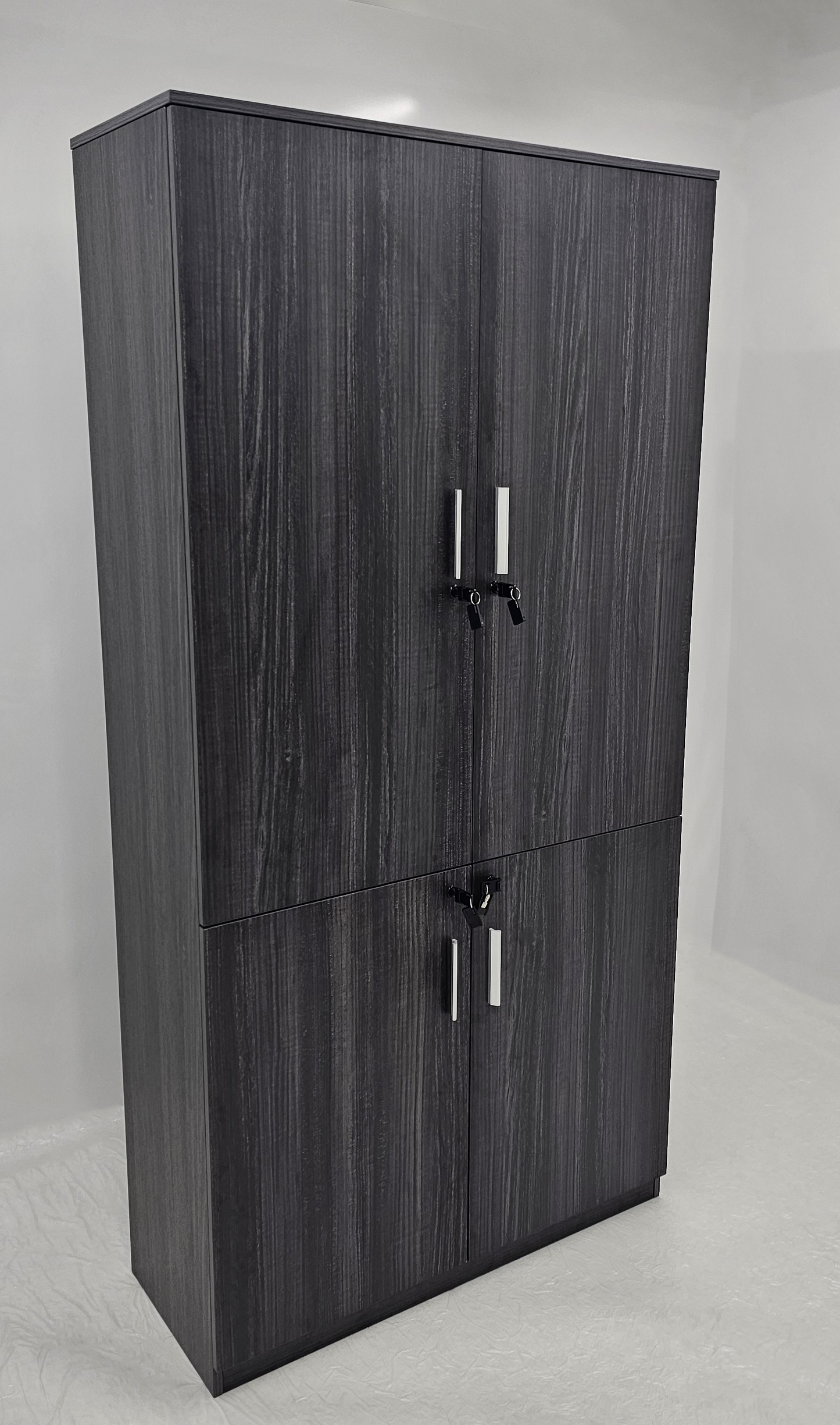 Modern Grey Oak Veneer Executive Four Separate Compartment Lockable Cupboard - 1000mm Wide - DS-CB-26
