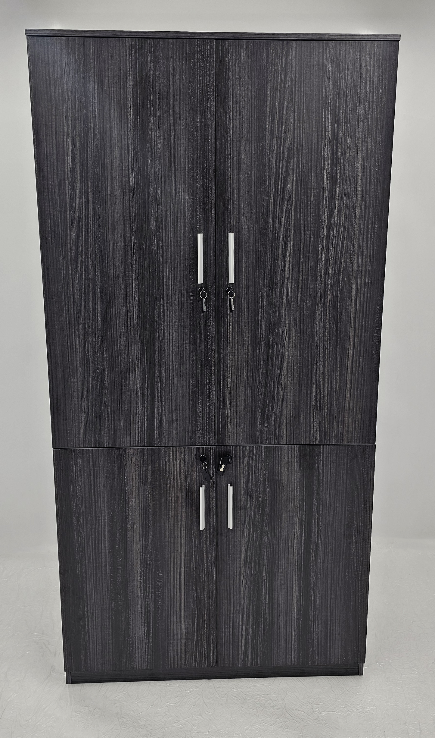 Modern Grey Oak Veneer Executive Four Separate Compartment Lockable Cupboard - 1000mm Wide - DS-CB-26