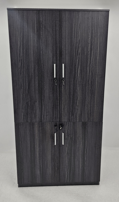 Modern Grey Oak Veneer Executive Four Separate Compartment Lockable Cupboard - 1000mm Wide - DS-CB-26