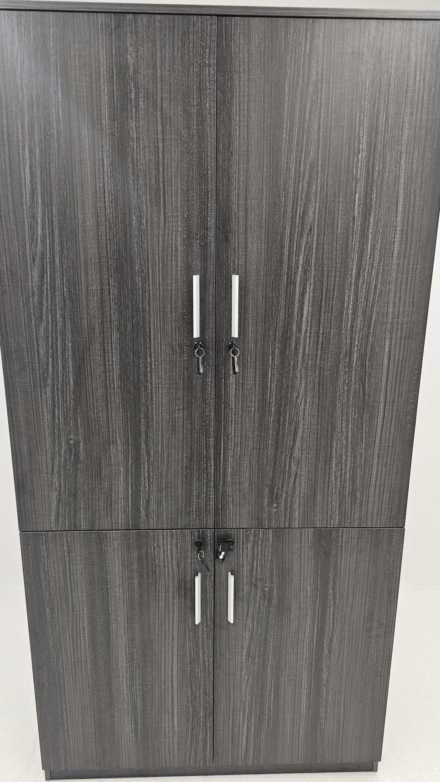 Modern Grey Oak Veneer Executive Four Separate Compartment Lockable Cupboard - 1000mm Wide - DS-CB-26
