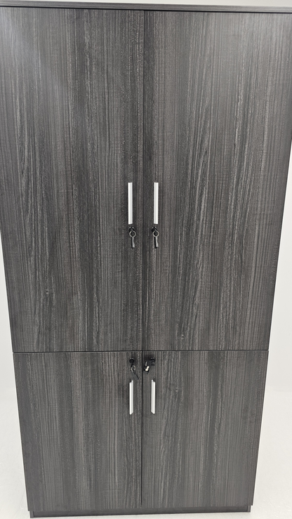 Modern Grey Oak Veneer Executive Four Separate Compartment Lockable Cupboard - 1000mm Wide - DS-CB-26
