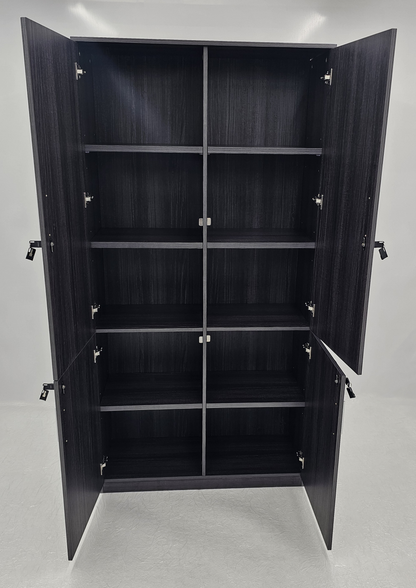 Modern Grey Oak Veneer Executive Four Separate Compartment Lockable Cupboard - 1000mm Wide - DS-CB-26