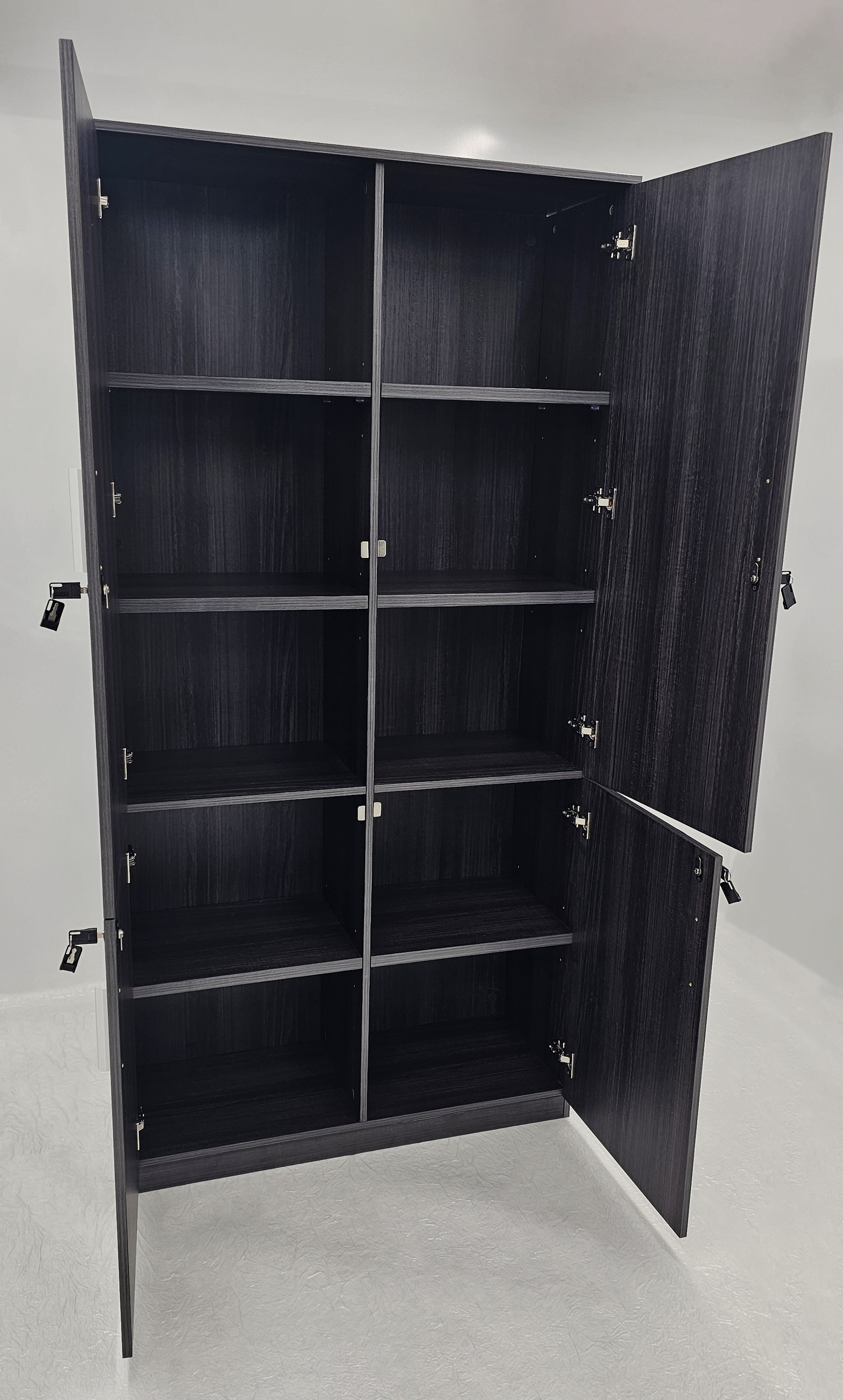 Modern Grey Oak Veneer Executive Four Separate Compartment Lockable Cupboard - 1000mm Wide - DS-CB-26