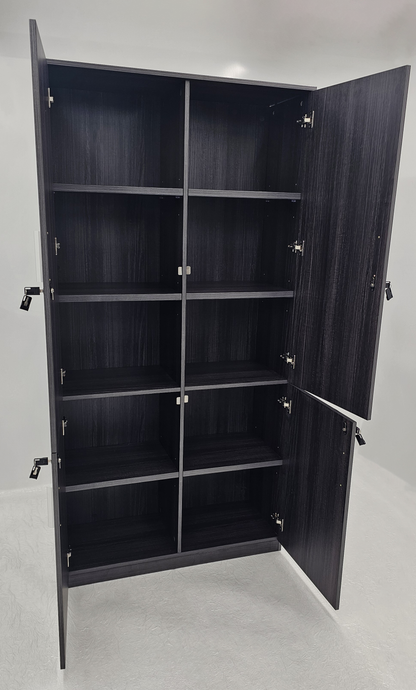 Modern Grey Oak Veneer Executive Four Separate Compartment Lockable Cupboard - 1000mm Wide - DS-CB-26
