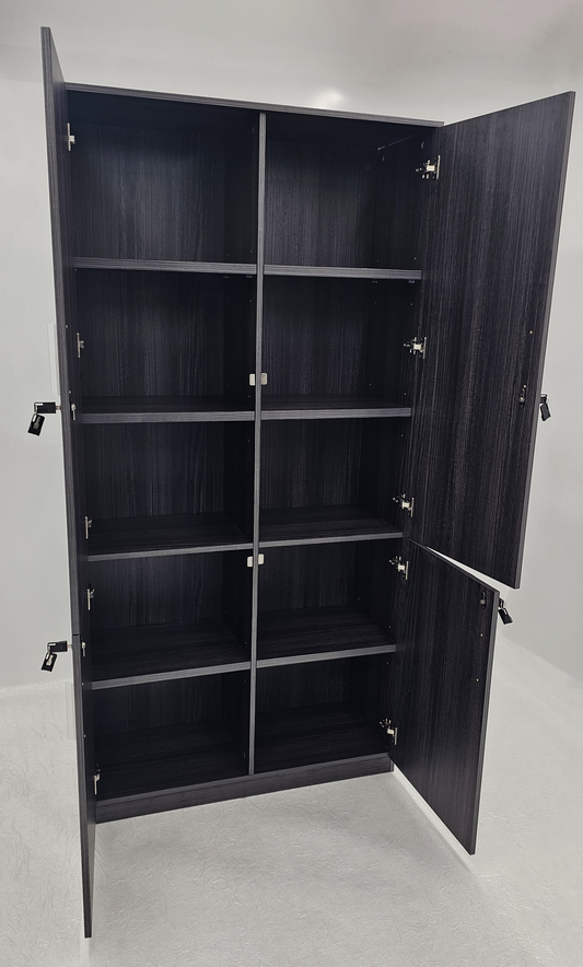Modern Grey Oak Veneer Executive Four Separate Compartment Lockable Cupboard - 1000mm Wide - DS-CB-26