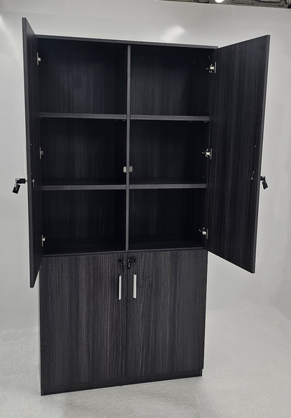 Modern Grey Oak Veneer Executive Four Separate Compartment Lockable Cupboard - 1000mm Wide - DS-CB-26