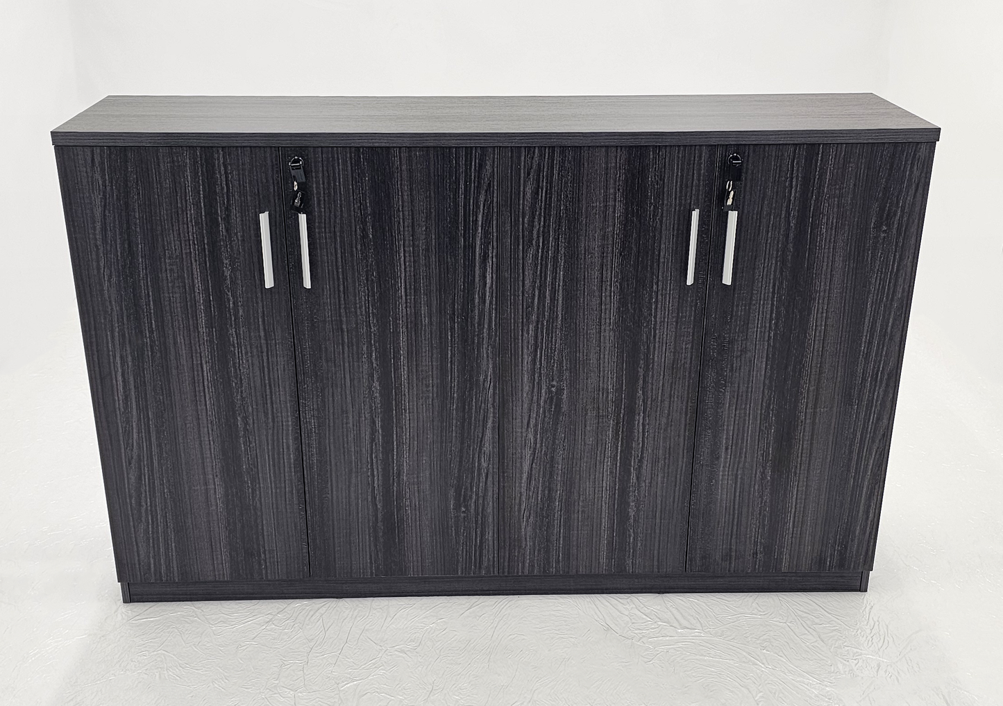 Modern 1600mm Wide Four Door Grey Oak Veener Executive Office Cupboard - 1000mm Tall - S0616-4DR-26