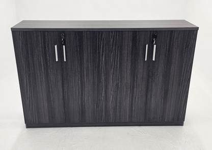 Modern 1600mm Wide Four Door Grey Oak Veener Executive Office Cupboard - 1000mm Tall - S0616-4DR-26