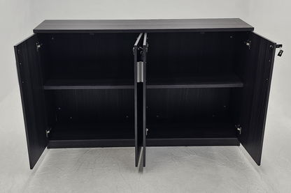 Modern 1600mm Wide Four Door Grey Oak Veener Executive Office Cupboard - 1000mm Tall - S0616-4DR-26