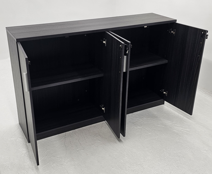 Modern 1600mm Wide Four Door Grey Oak Veener Executive Office Cupboard - 1000mm Tall - S0616-4DR-26