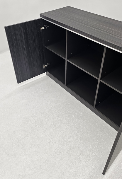 Modern 1200mm Wide Grey Oak Veneer Executive Office Cupboard - DG07-S0312-26