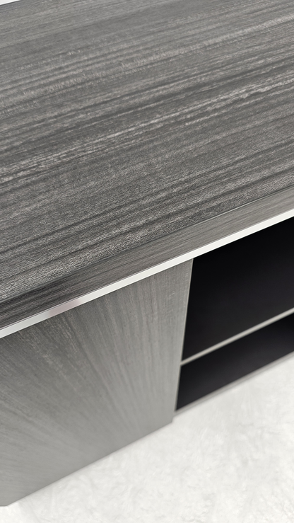 Modern 1200mm Wide Grey Oak Veneer Executive Office Cupboard - DG07-S0312-26