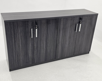 Modern 1600mm Wide Four Door Grey Oak Veener Executive Office Cupboard - 840mm Tall - S0616-4DR-26