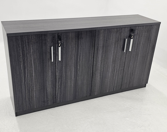 Modern 1600mm Wide Four Door Grey Oak Veener Executive Office Cupboard - 840mm Tall - S0616-4DR-26