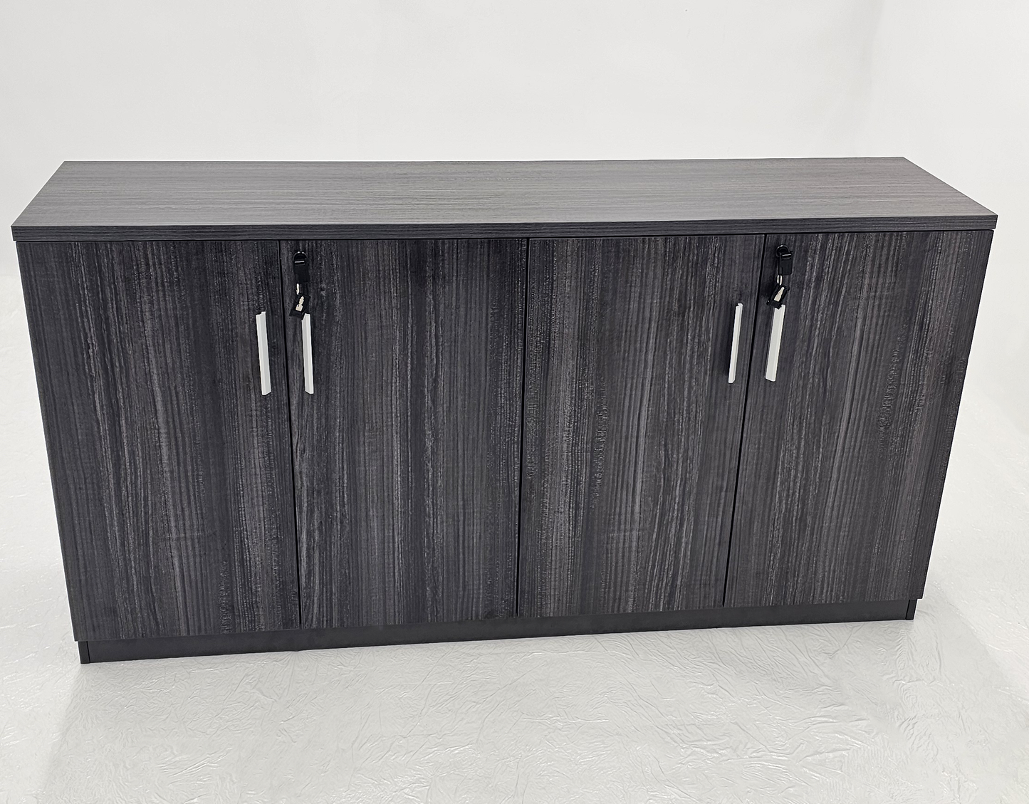 Modern 1600mm Wide Four Door Grey Oak Veener Executive Office Cupboard - 840mm Tall - S0616-4DR-26