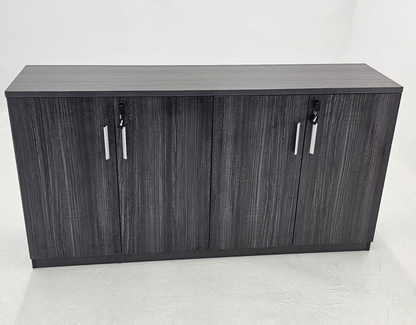 Modern 1600mm Wide Four Door Grey Oak Veener Executive Office Cupboard - 840mm Tall - S0616-4DR-26