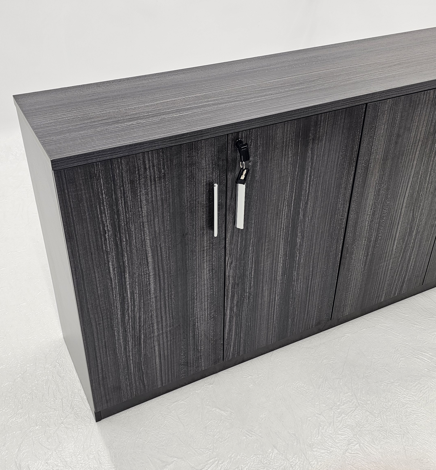 Modern 1600mm Wide Four Door Grey Oak Veener Executive Office Cupboard - 840mm Tall - S0616-4DR-26