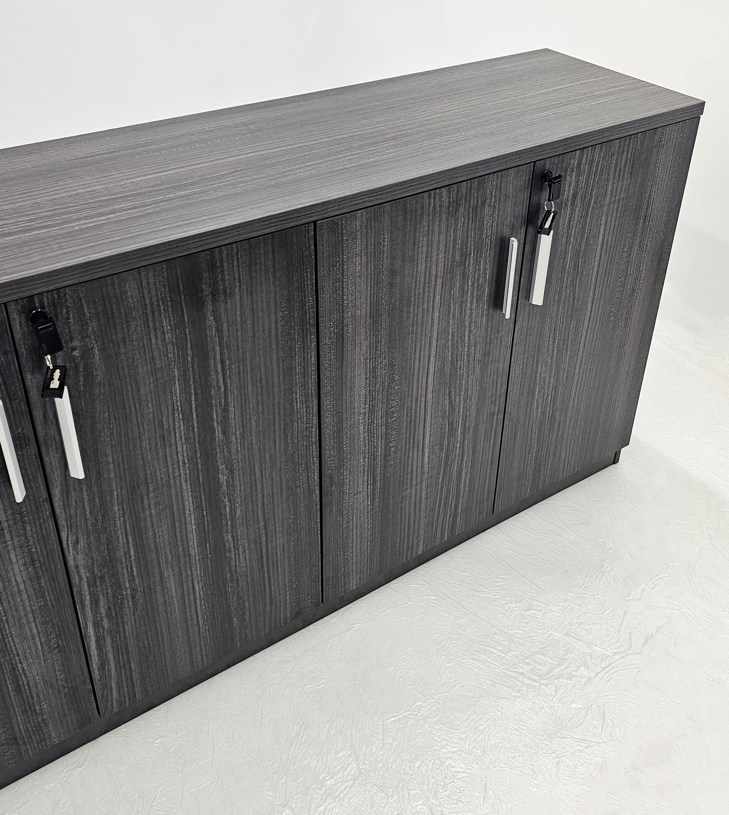 Modern 1600mm Wide Four Door Grey Oak Veener Executive Office Cupboard - 840mm Tall - S0616-4DR-26