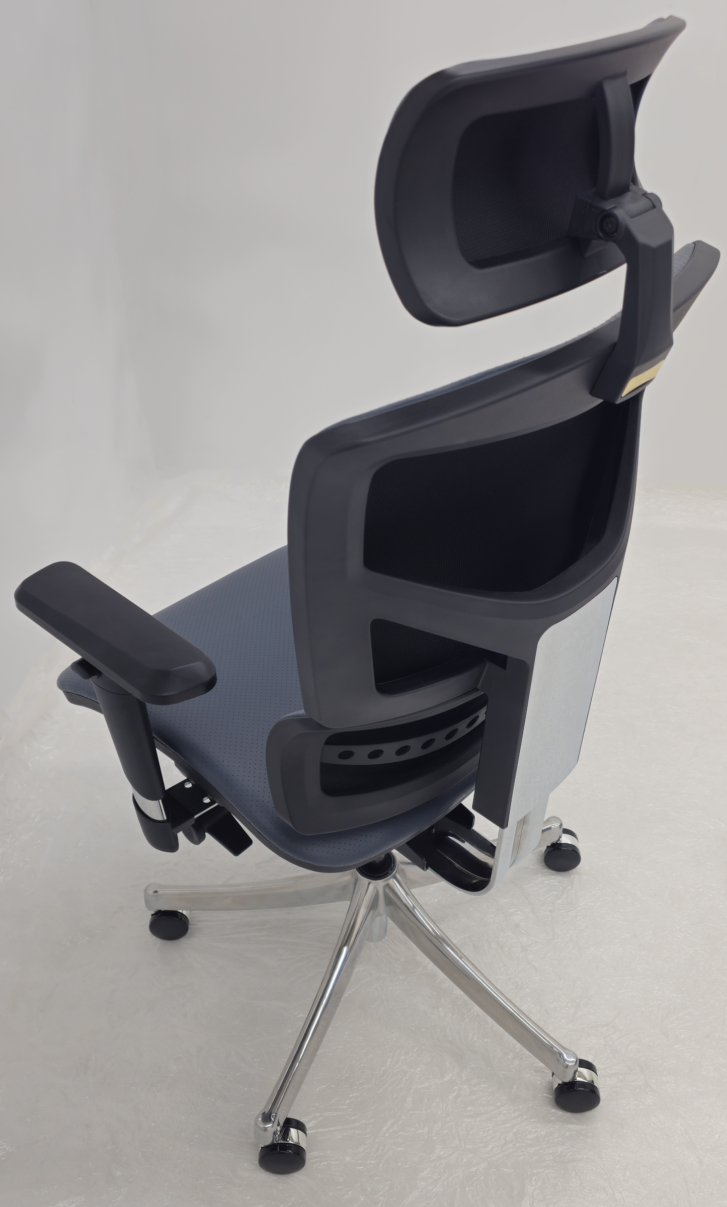 Luxury Ergonomic Blue Genuine Leather Office Chair with Adjustable Headrest, Lumbar Support & Seat Slide - A9-ZP