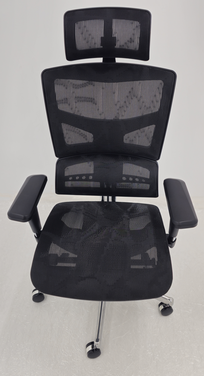 Luxury Ergonomic Black Mesh Office Chair with Adjustable Headrest, Lumbar Support & Seat Slide - A9
