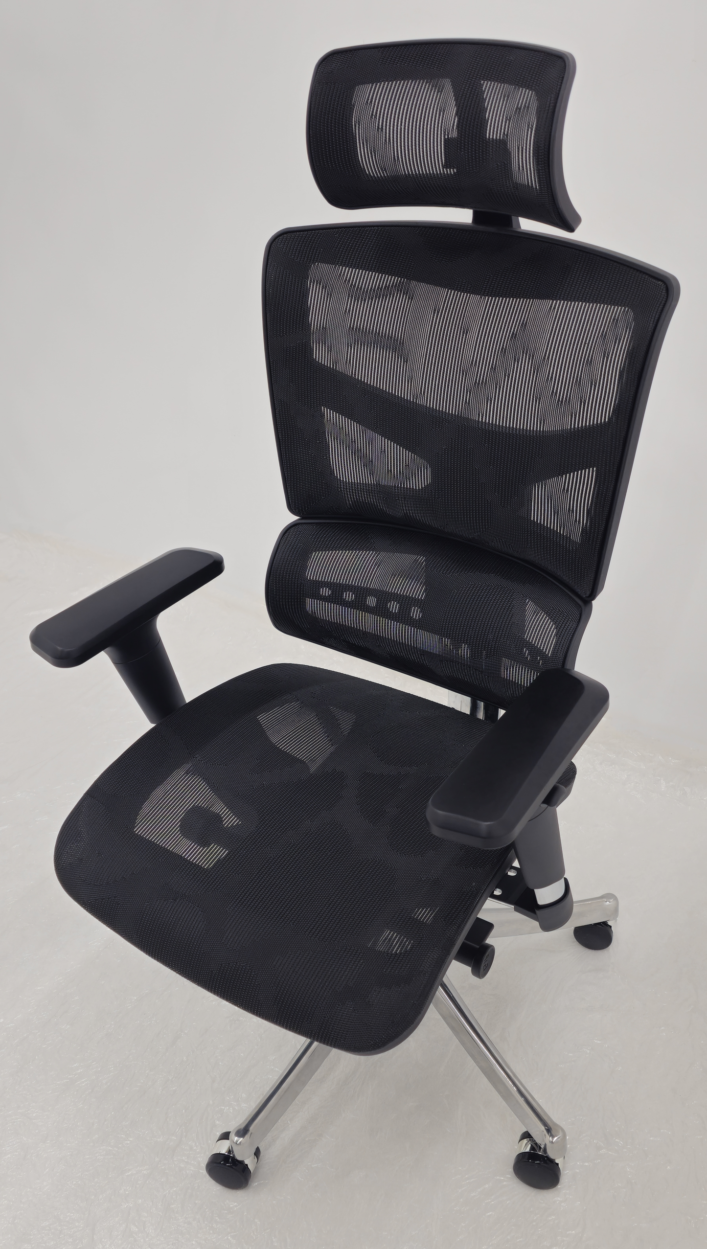 Luxury Ergonomic Black Mesh Office Chair with Adjustable Headrest, Lumbar Support & Seat Slide - A9