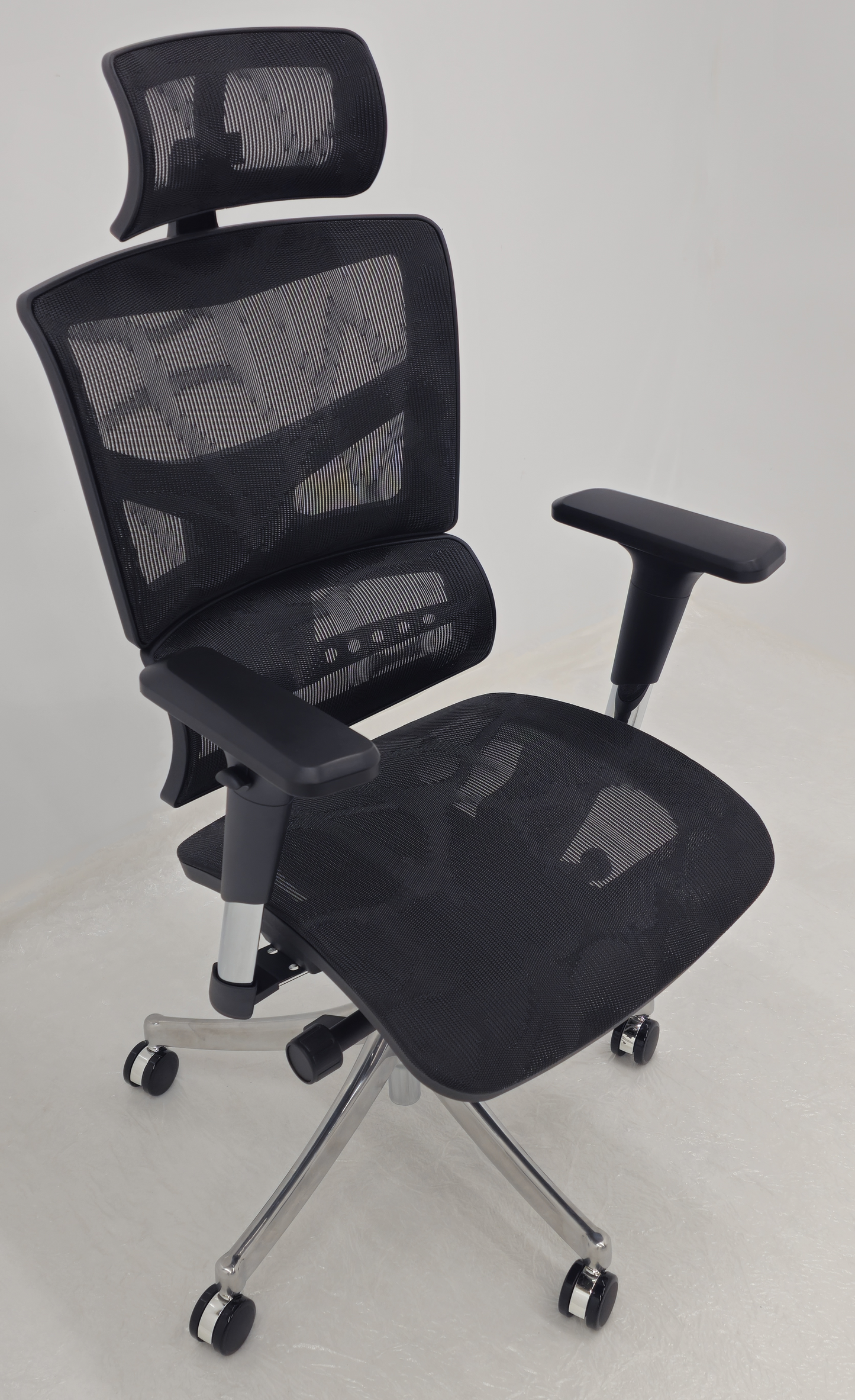 Luxury Ergonomic Black Mesh Office Chair with Adjustable Headrest, Lumbar Support & Seat Slide - A9