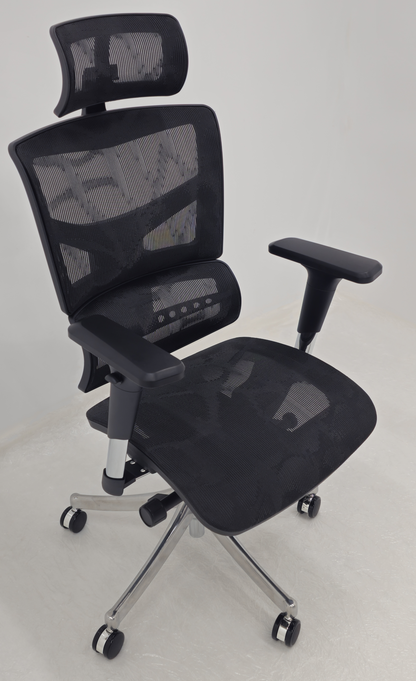 Luxury Ergonomic Black Mesh Office Chair with Adjustable Headrest, Lumbar Support & Seat Slide - A9