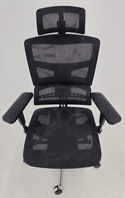 Luxury Ergonomic Black Mesh Office Chair with Adjustable Headrest, Lumbar Support & Seat Slide - A9