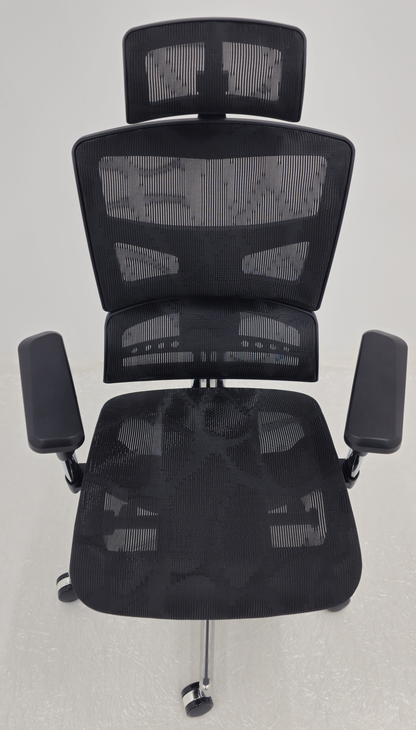 Luxury Ergonomic Black Mesh Office Chair with Adjustable Headrest, Lumbar Support & Seat Slide - A9