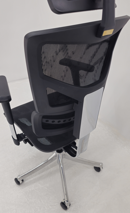 Luxury Ergonomic Black Mesh Office Chair with Adjustable Headrest, Lumbar Support & Seat Slide - A9