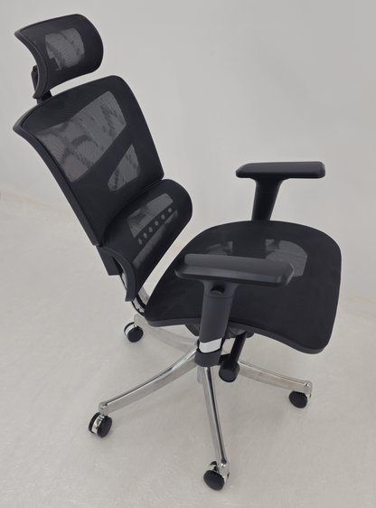 Luxury Ergonomic Black Mesh Office Chair with Adjustable Headrest, Lumbar Support & Seat Slide - A9