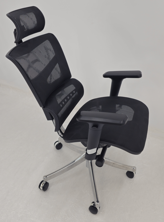 Luxury Ergonomic Black Mesh Office Chair with Adjustable Headrest, Lumbar Support & Seat Slide - A9