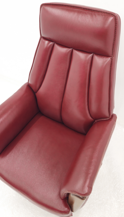 Traditional Genuine Hide Red Burgundy Leather High Back Executive Office Chair - KW-8612
