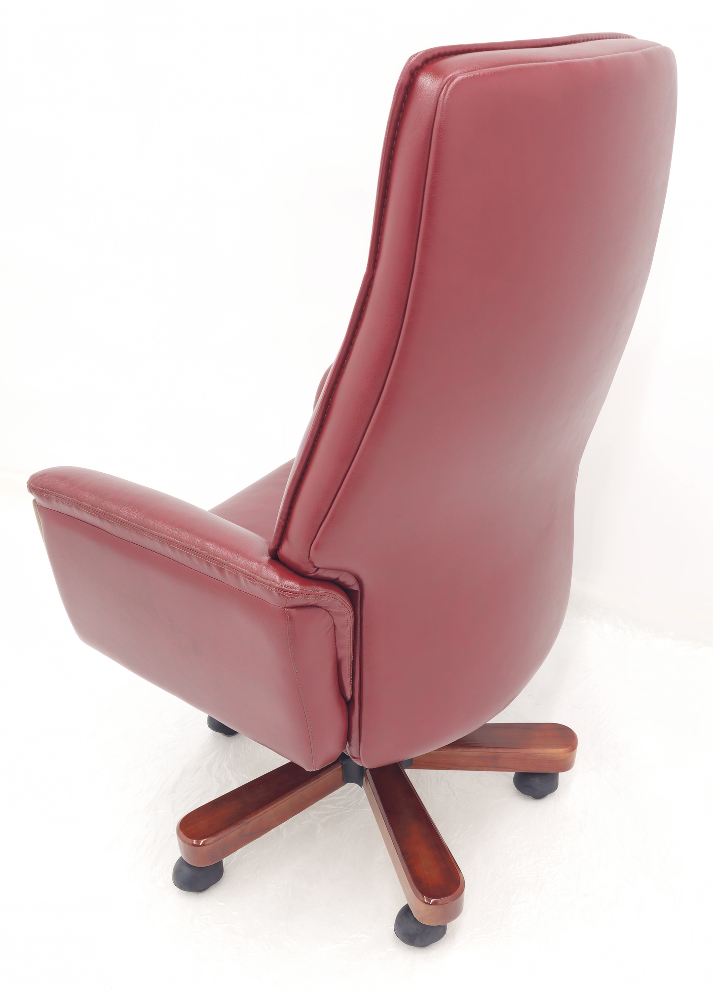 Traditional Genuine Hide Red Burgundy Leather High Back Executive Office Chair - KW-8612