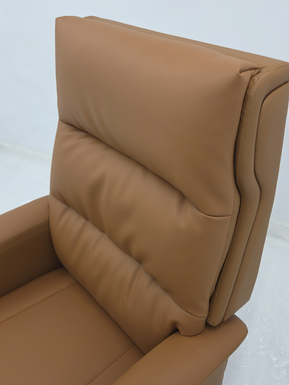High Back Caramel Brown Leather Executive Reclining Office Chair with Footrest - H008