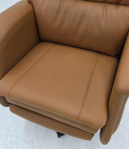 High Back Caramel Brown Leather Executive Reclining Office Chair with Footrest - H008