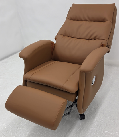 High Back Caramel Brown Leather Executive Reclining Office Chair with Footrest - H008