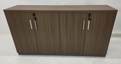 Modern 1600mm Wide Four Door Walnut Executive Office Cupboard - S0616-4DR-WALNUT