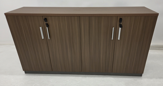Modern 1600mm Wide Four Door Walnut Executive Office Cupboard - S0616-4DR-WALNUT