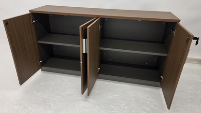 Modern 1600mm Wide Four Door Walnut Executive Office Cupboard - S0616-4DR-WALNUT