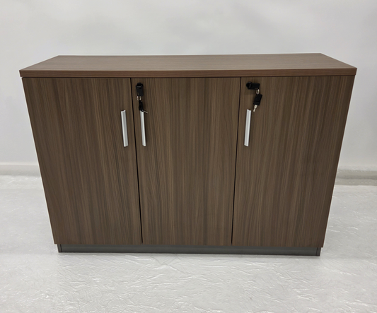 Modern 1200mm Wide Three Door Walnut Executive Office Cupboard - S0616-3DR-WALNUT