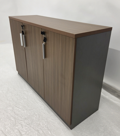 Modern 1200mm Wide Three Door Walnut Executive Office Cupboard - S0616-3DR-WALNUT