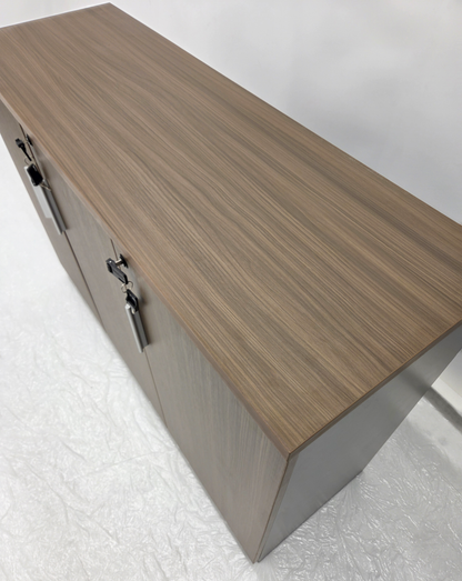 Modern 1200mm Wide Three Door Walnut Executive Office Cupboard - S0616-3DR-WALNUT