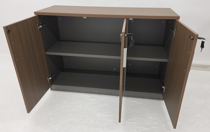 Modern 1200mm Wide Three Door Walnut Executive Office Cupboard - S0616-3DR-WALNUT