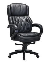 Genuine Black Leather Chesterfield Executive Chair with Wooden Arms & Sprung Seat – 2027E