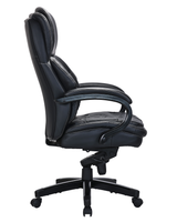 Genuine Black Leather Chesterfield Executive Chair with Wooden Arms & Sprung Seat – 2027E