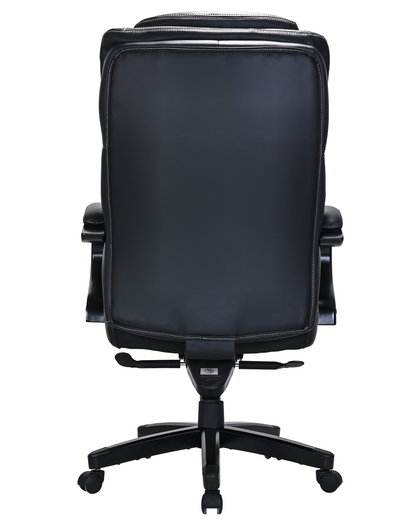 Genuine Black Leather Chesterfield Executive Chair with Wooden Arms & Sprung Seat – 2027E