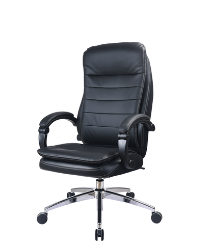 Black Bonded Leather Executive Office Chair with Unique Hinged Padded Arms - CS-2092E